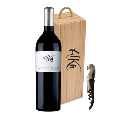 Estuche Madera Alka 750 ml. x1 + Descorchador