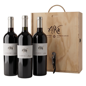 Estuche Madera Alka 750 ml. x3 + Descorchador